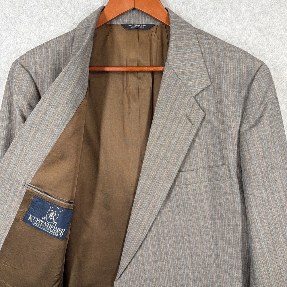 Vintage Kuppenheimer Kupp Men's Gray Pinstripe Blazer Sport Coat Size 46R EUC!